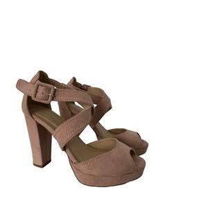 Chinese Laundry Tan Open Toe Platform Heels